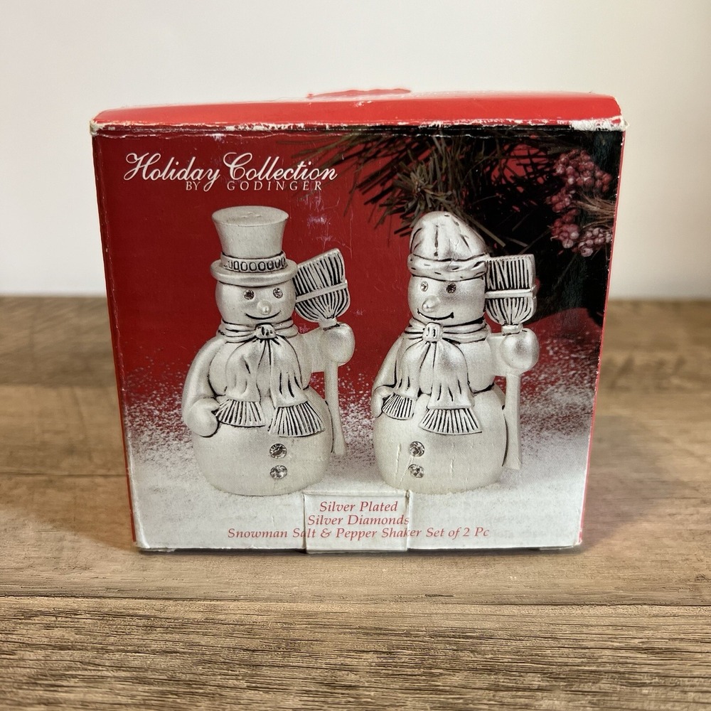 Godinger Silver Art Co. Holiday Snowman Silver Plated Salt And Pepper‎ Shaker